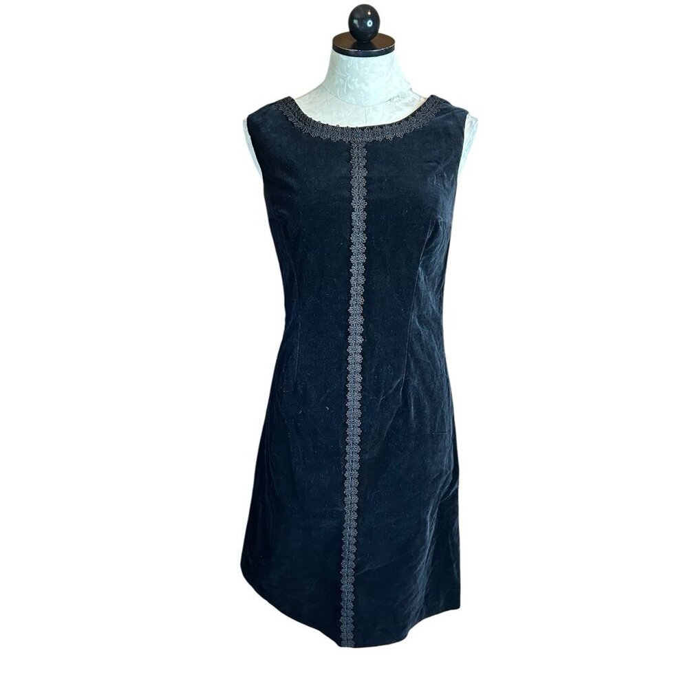 Sears Fashion VTG Black Velvet Sleeveless‎ Dress Zip NWT Old Stock M (Sz 14)
